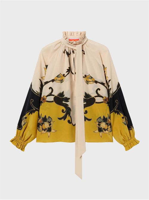 Cerere silk crêpe de Chine blouse with detachable scarf LA DOUBLE J | SHI0086CRE001BTC03YE05